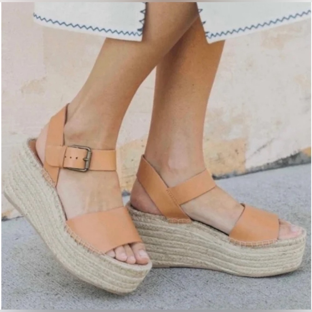 Soludos Minorca High Platform Leather Sandals Wedges NEW!